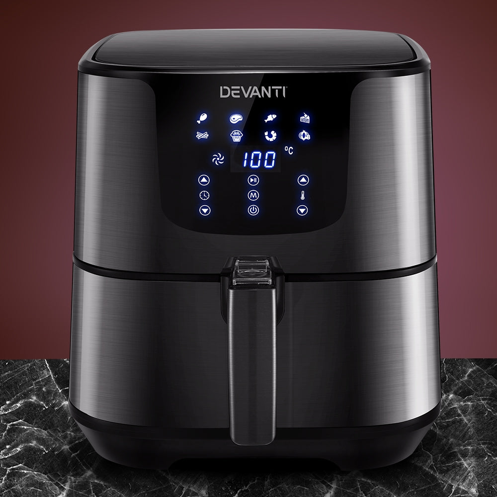 devanti-air-fryer-7l-lcd-fryers-oven-airfryer-kitchen-healthy-cooker-stainless-steel at www.mallsonline.com.au