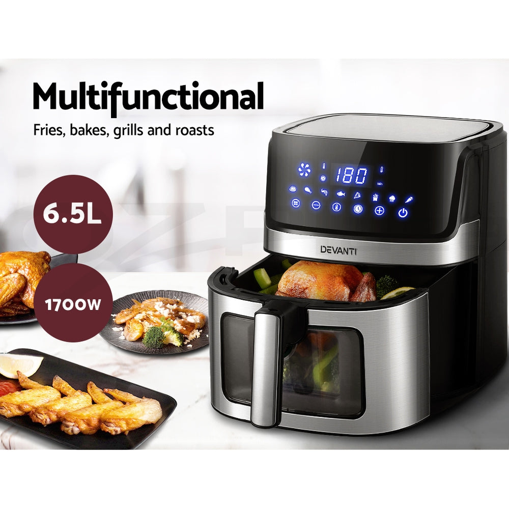 devanti-air-fryer-6-5l-lcd-fryers-oven-airfryer-healthy-cooker-oil-free-kitchen at www.mallsonline.com.au