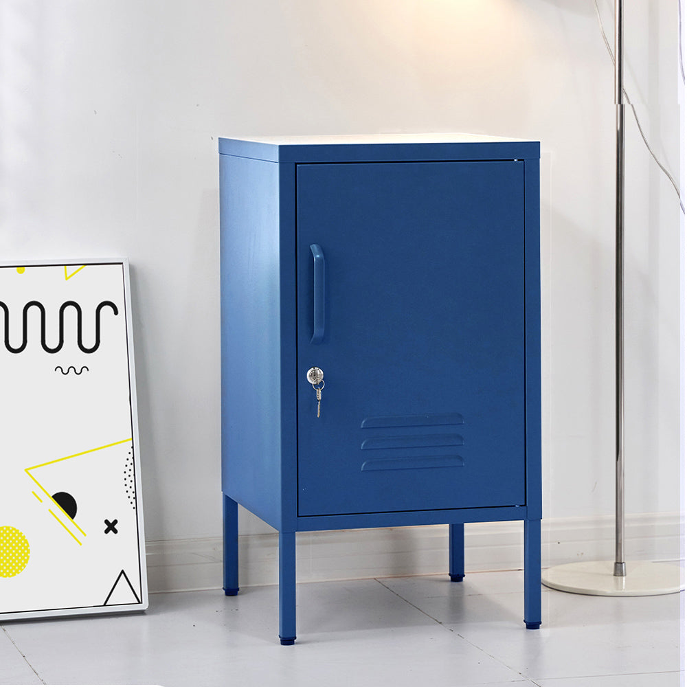 Artiss Bedside Table Metal Cabinet - Blue