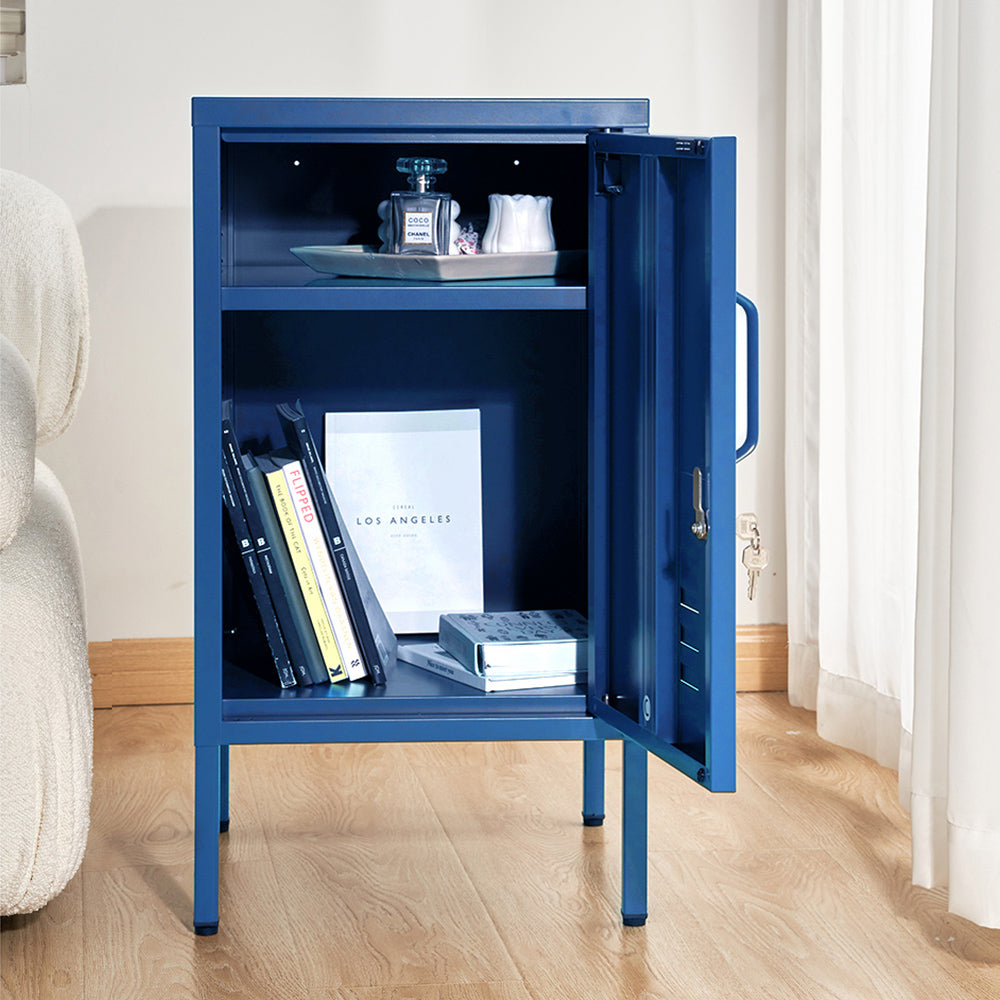 Artiss Bedside Table Metal Cabinet - Blue