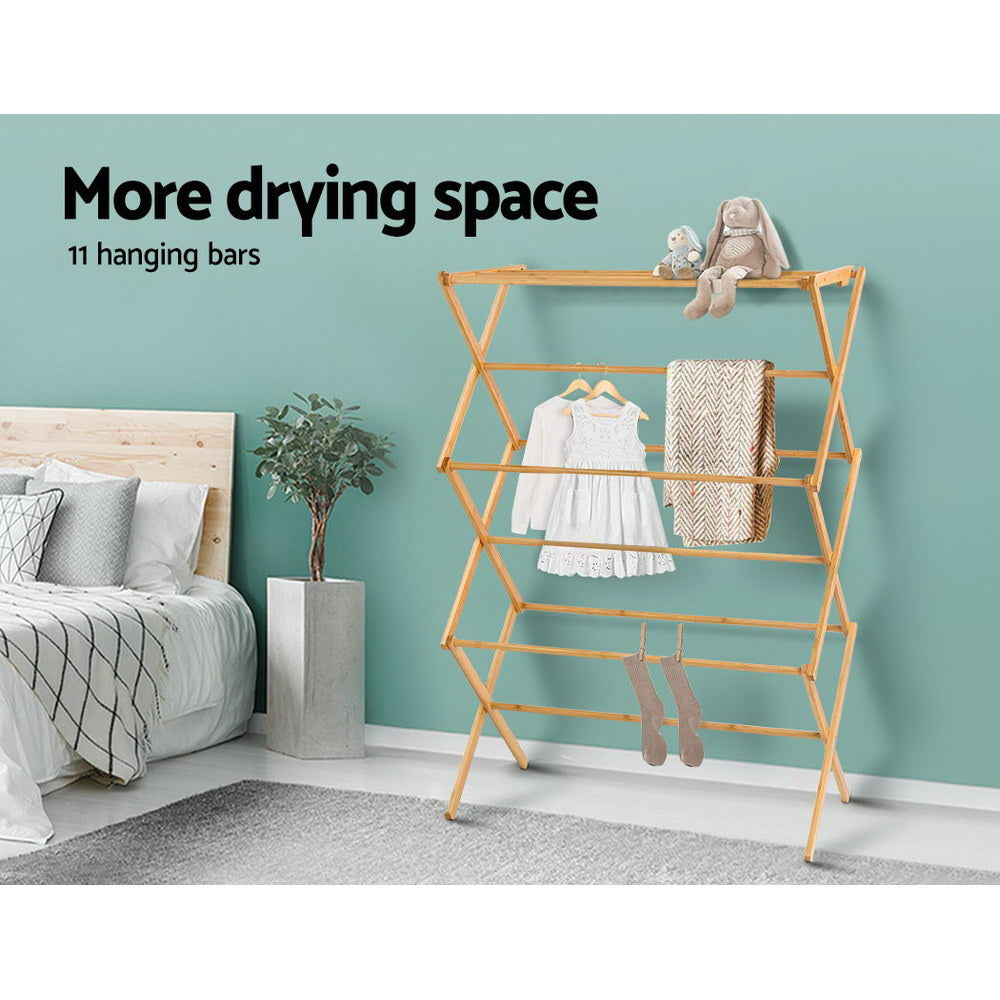 artiss-clothes-rack-airer-foldable-bamboo-drying-laundry-dryer-garment-hanger at www.mallsonline.com.au