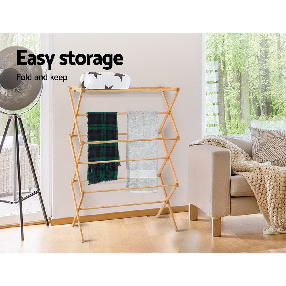 artiss-clothes-rack-airer-foldable-bamboo-drying-laundry-dryer-garment-hanger at www.mallsonline.com.au