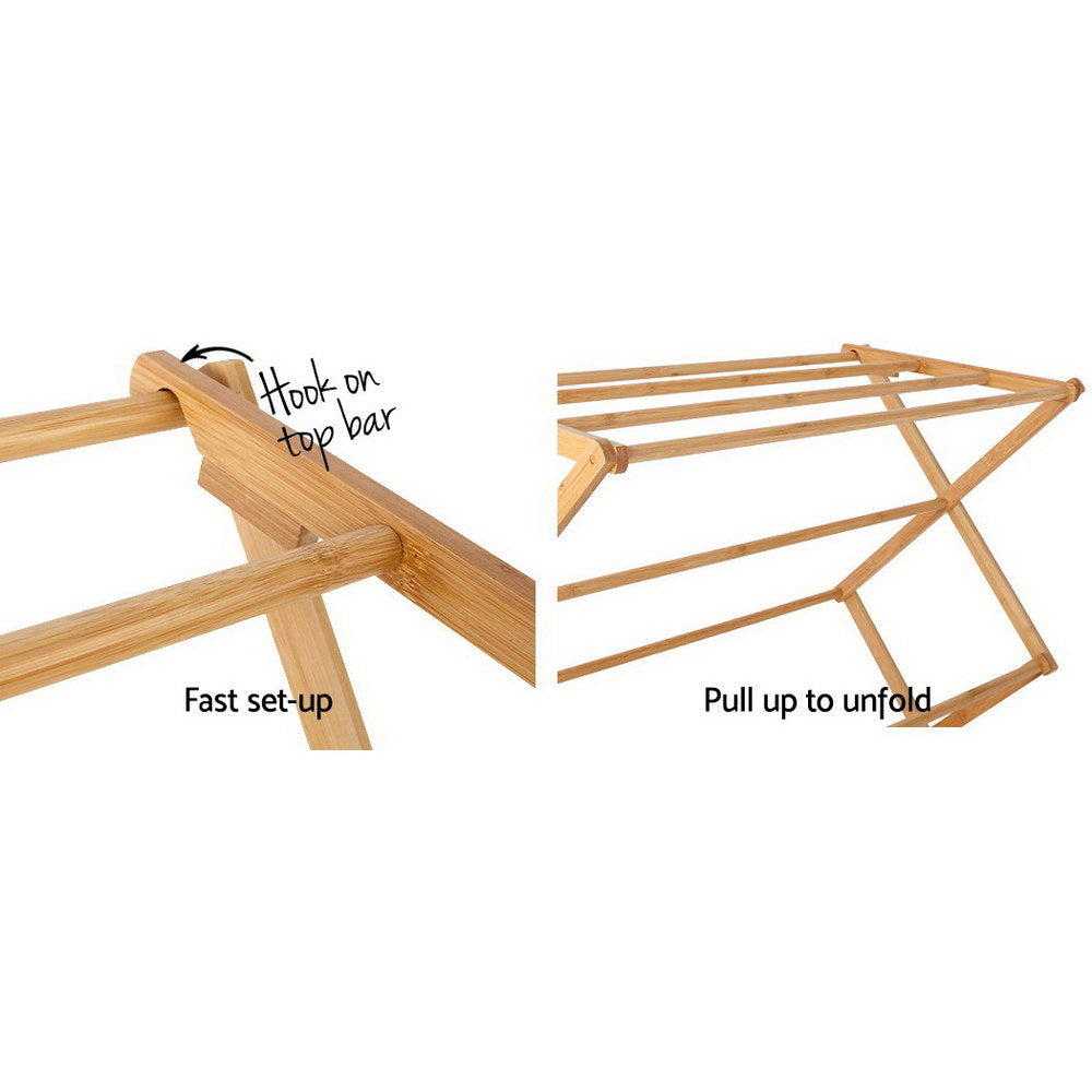 artiss-clothes-rack-airer-foldable-bamboo-drying-laundry-dryer-garment-hanger at www.mallsonline.com.au