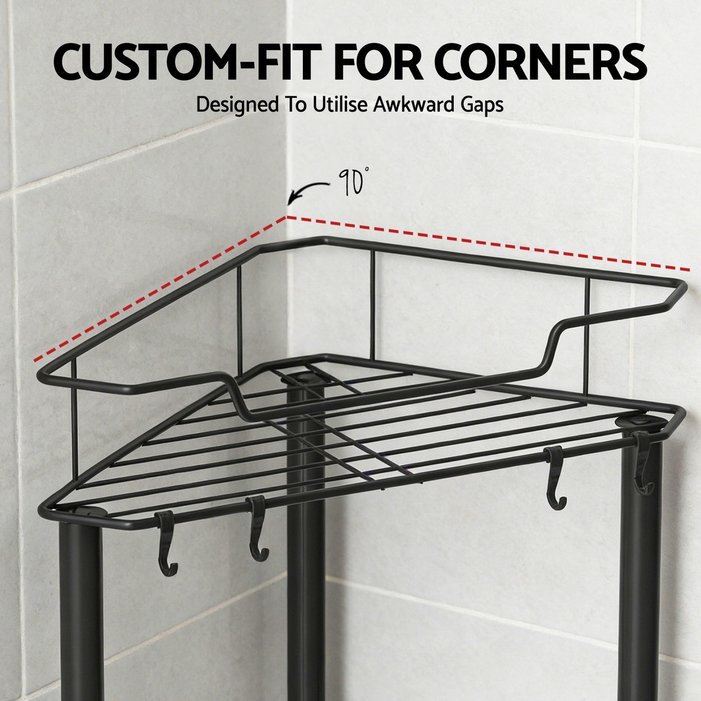 Artiss 4 Tier Floor Standing Corner Shower Caddy Bathroom Organizer Black