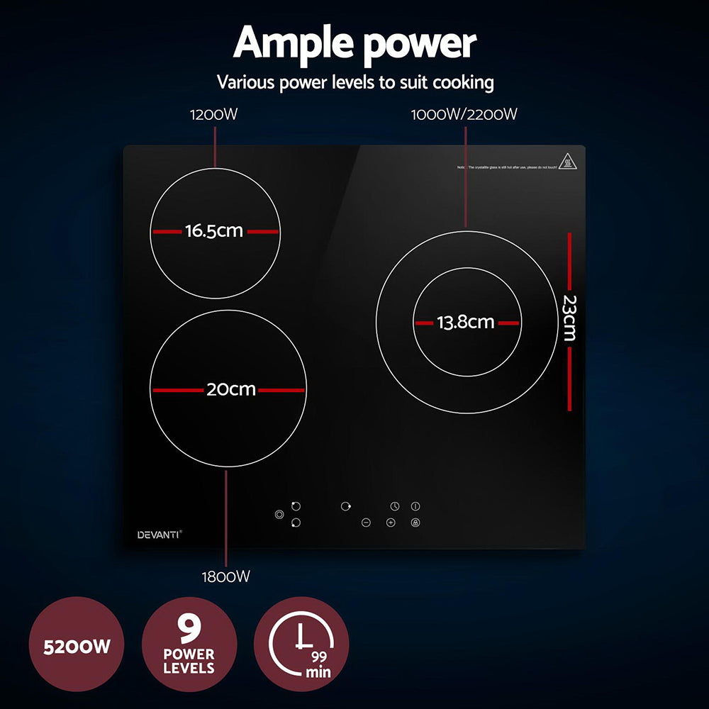 devanti-electric-ceramic-cooktop-60cm-kitchen-cooker-4-burner-hob-touch-control-5200w at www.mallsonline.com.au