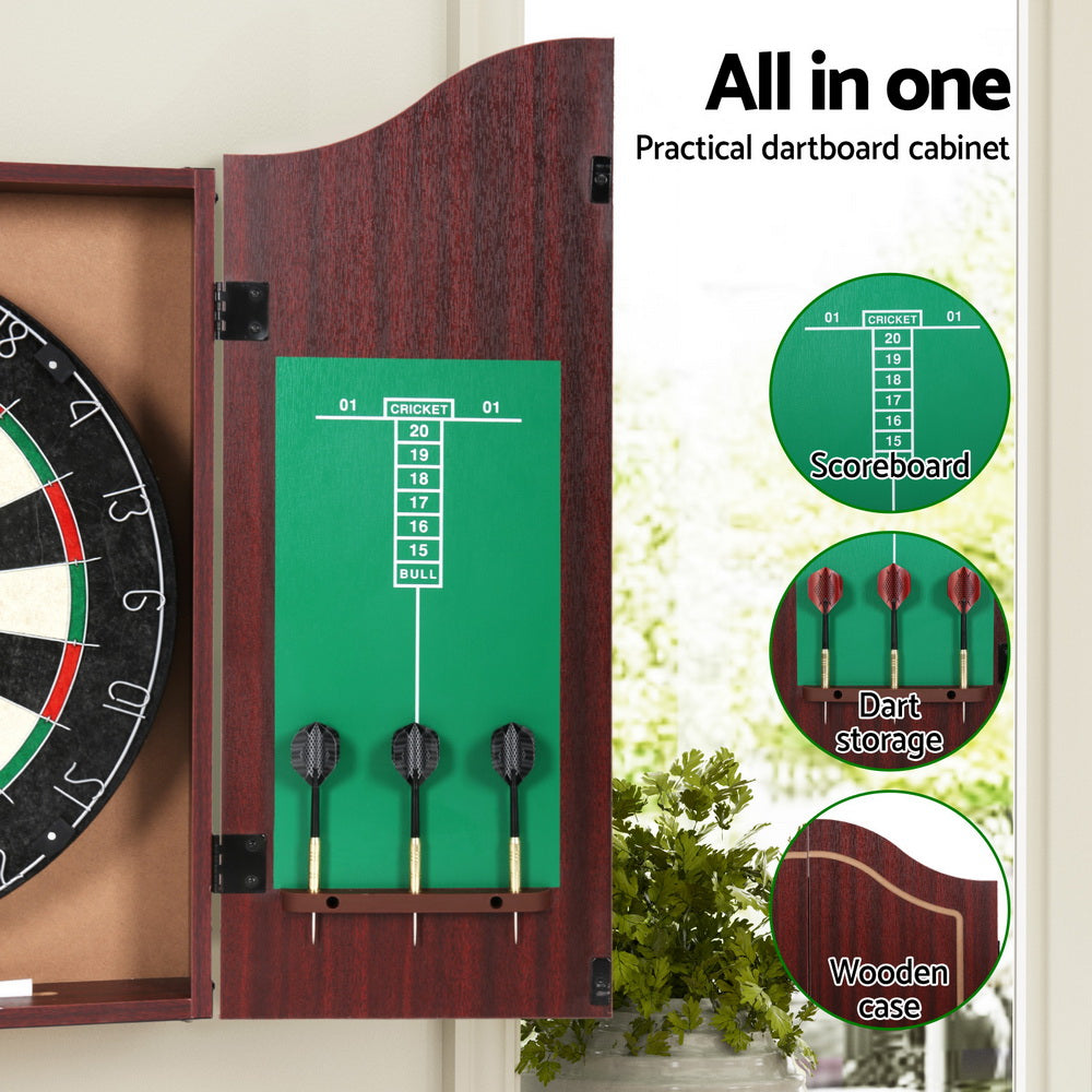 18-dartboard-cabinet-set-professional-dartboard-wood-classic-game-party-sport at www.mallsonline.com.au