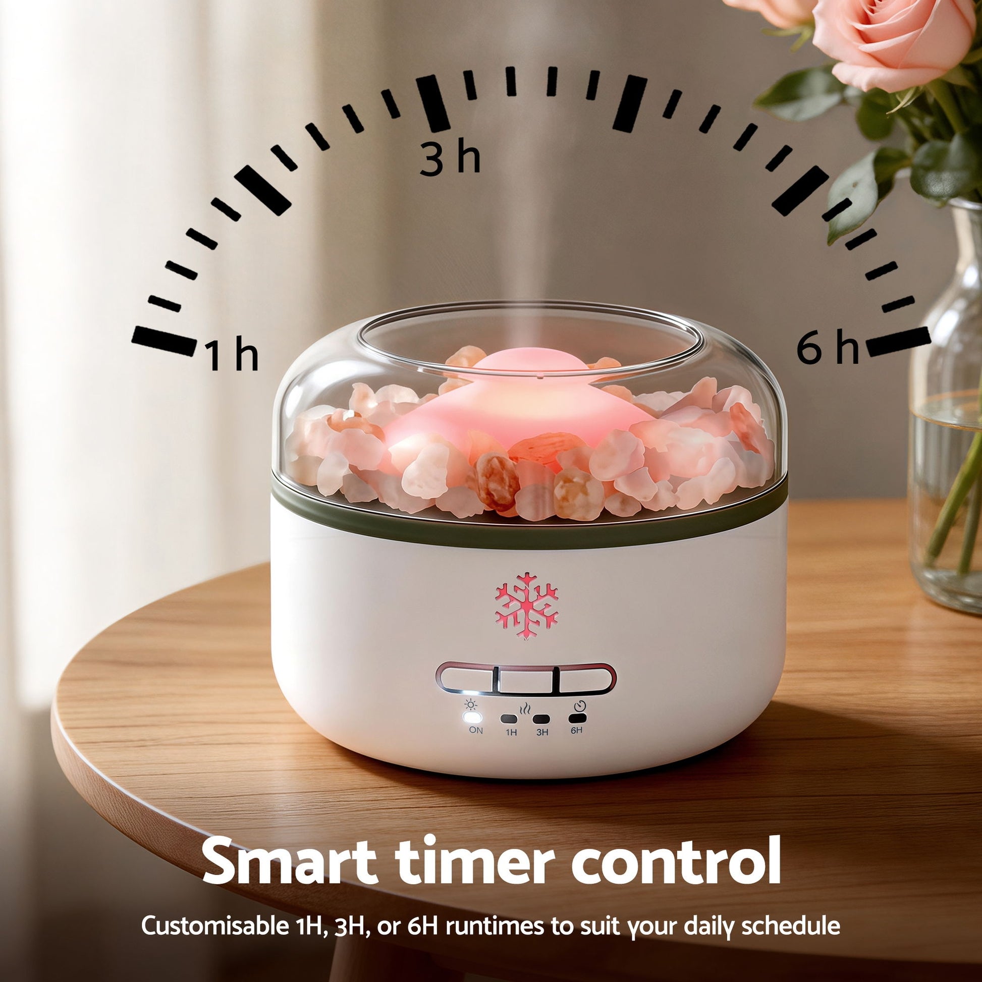 Devanti 150ml Salt Lamp Aroma Diffuser Ultrasonic Humidifier Purifier 7 LED Colors