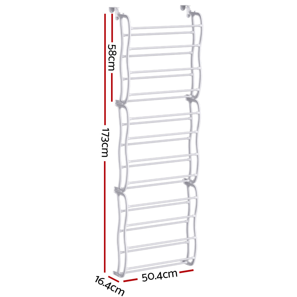 artiss-shoe-rack-12-tier-24-pairs-wall-mounted-metal-plastic-shoe-shleves-white at www.mallsonline.com.au