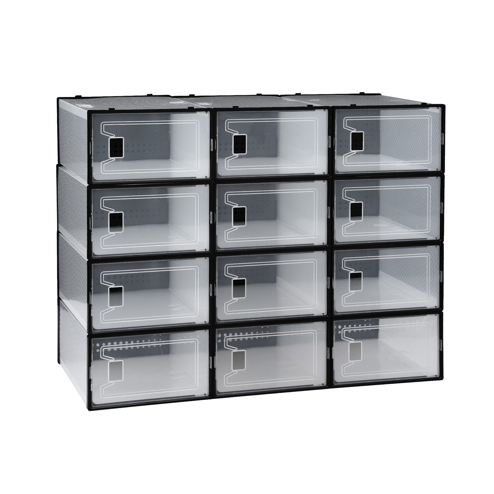Artiss Shoe Storage Box DIY Set of 12 Stackable Black