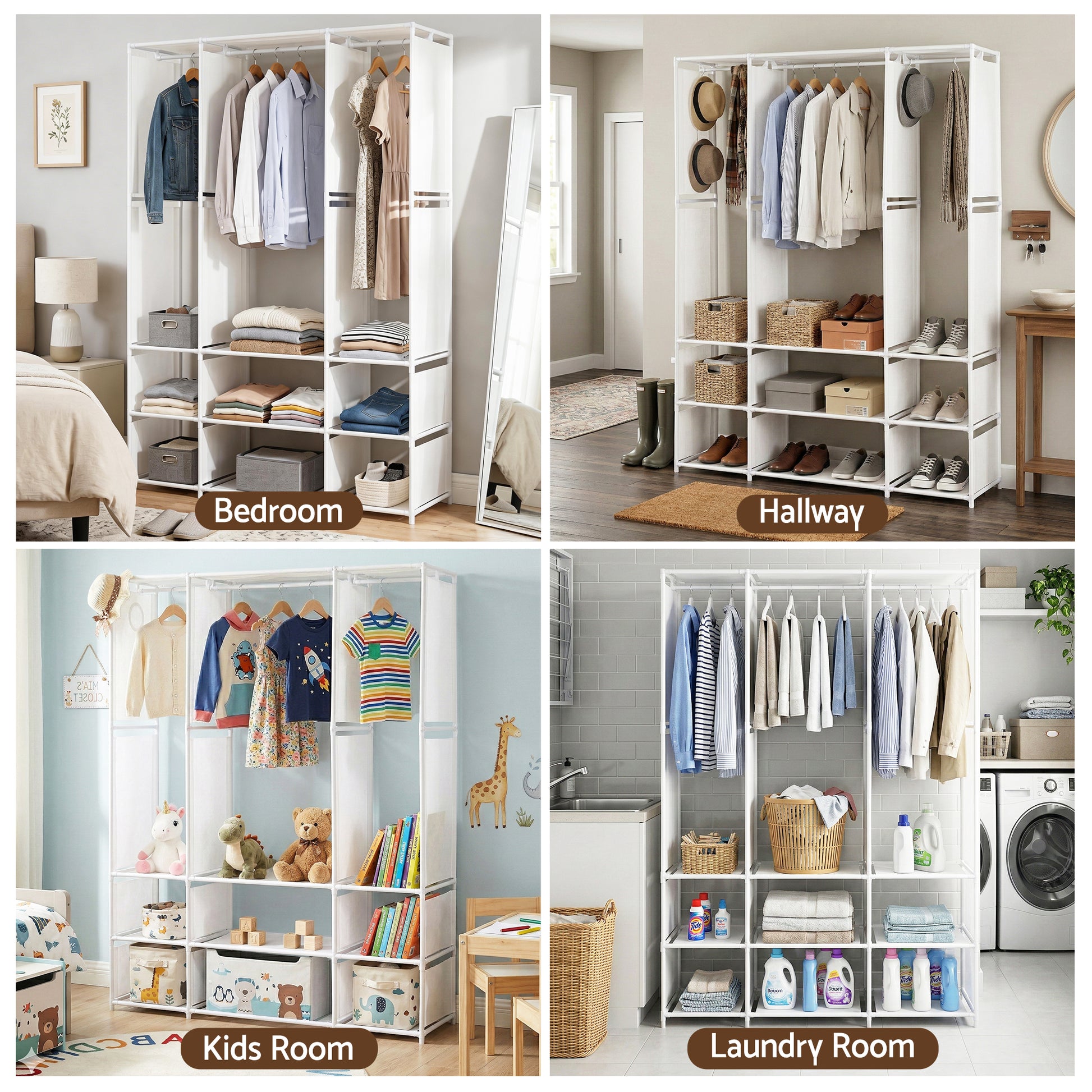 Artiss Large Portable Clothes Closet Wardrobe with Open Shelf White