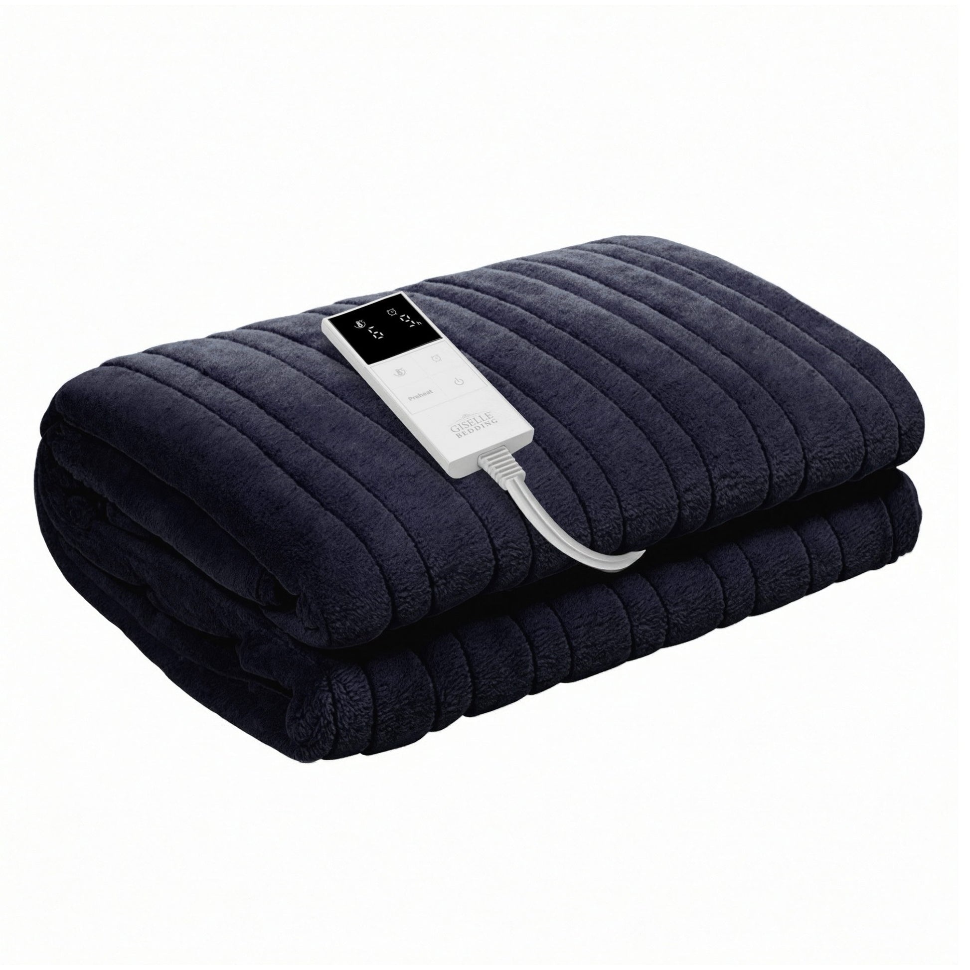 Giselle Electric Throw Rug Double Size 200x180cm Coral Fleece Heated Blanket Charcoal