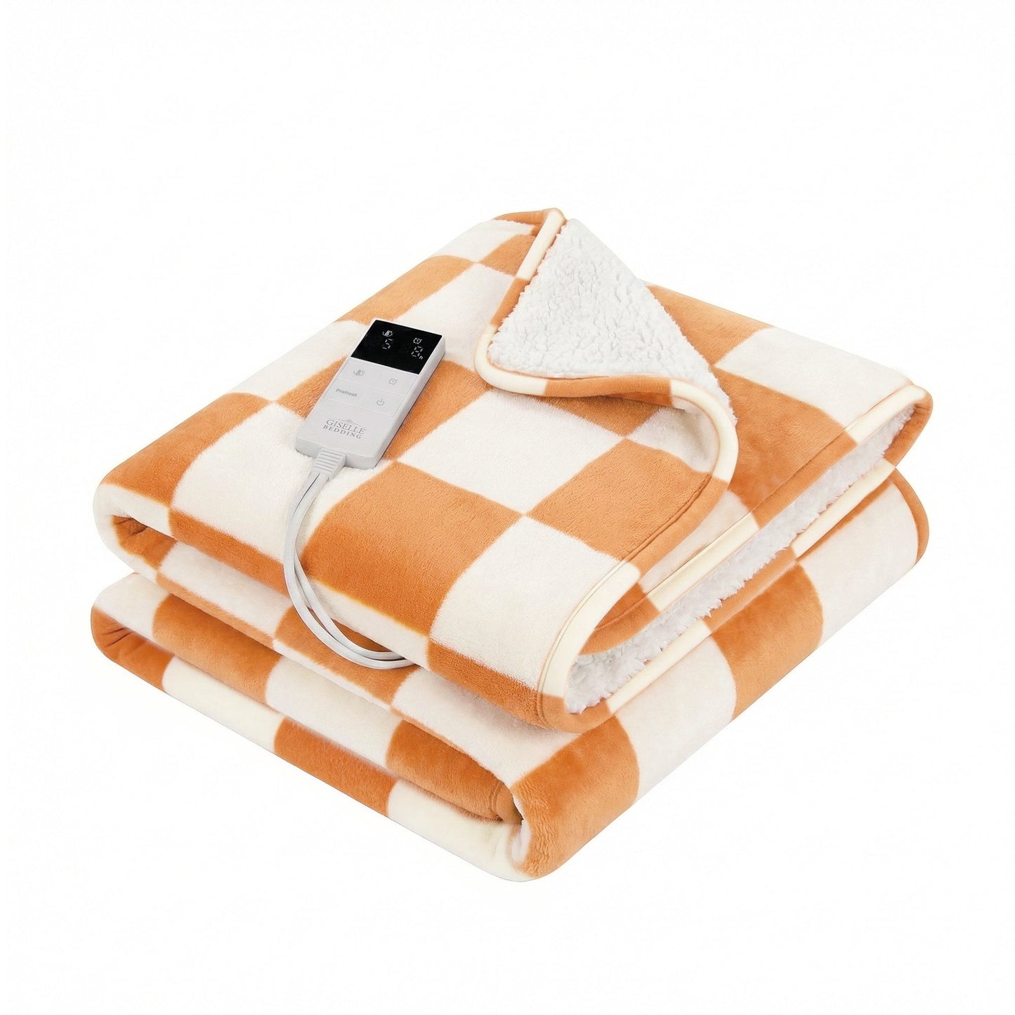 Giselle Electric Throw Rug Dual Side Fleece Flannel Heated Blanket Yellow