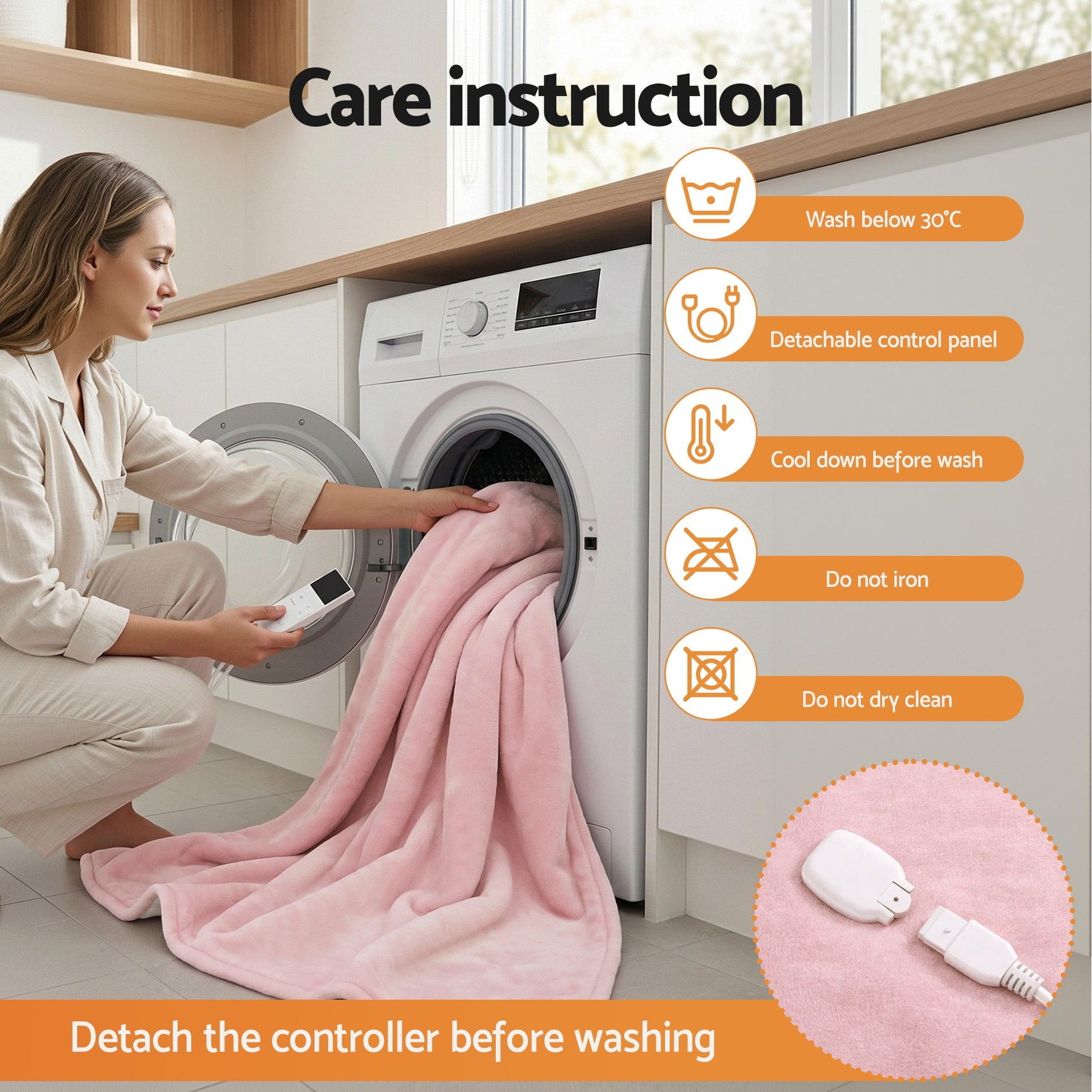 Giselle Electric Throw Rug Dual Side Fleece Flannel Heated Blanket Pink