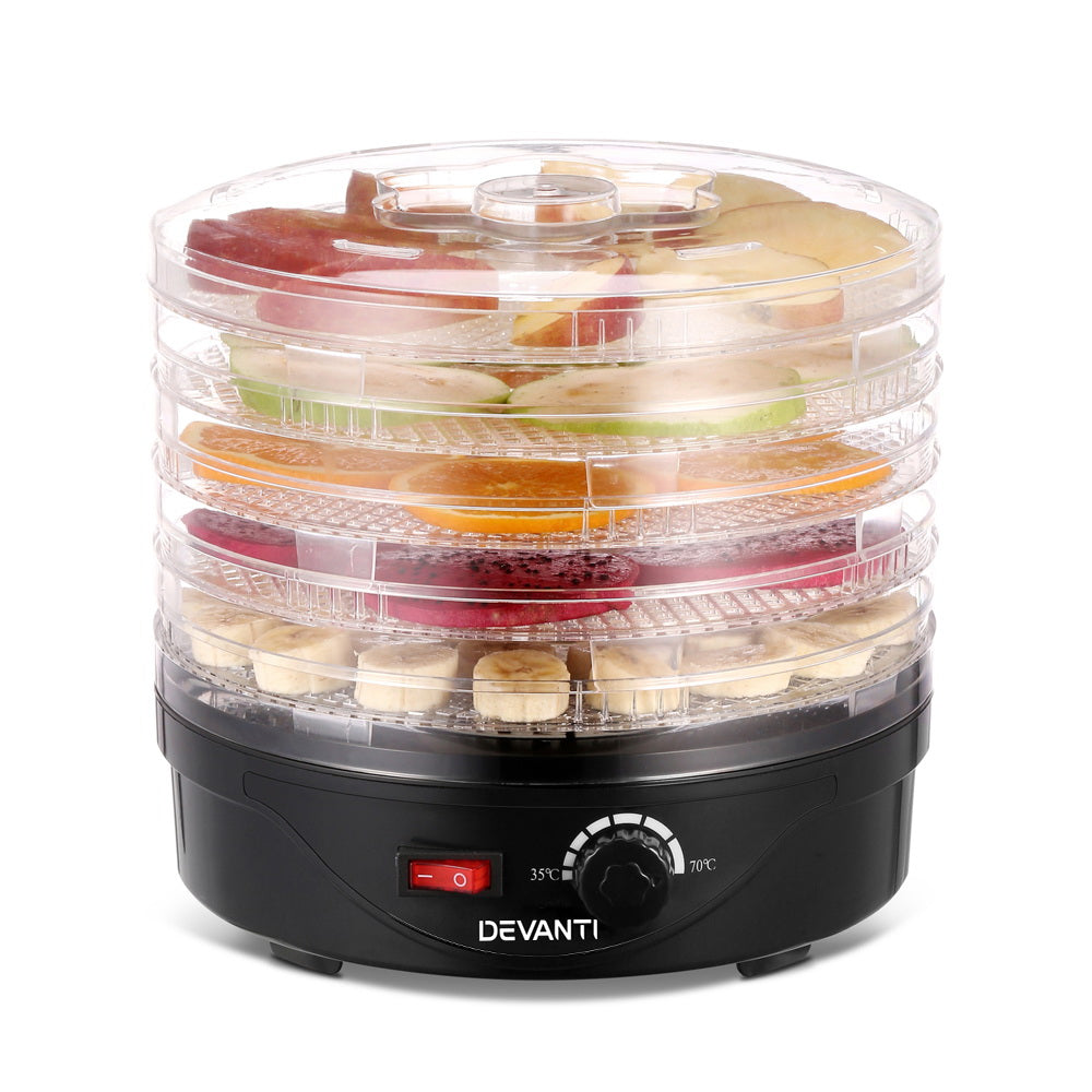 devanti-5-trays-food-dehydrator-fruit-dehydrators-pet-beef-jerky-dryer-black