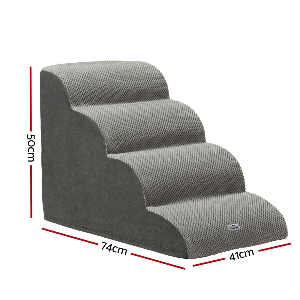 i-pet-dog-ramp-steps-foam-4-tier-pet-stairs-for-bed-sofa-car-portable-indoor at www.mallsonline.com.au