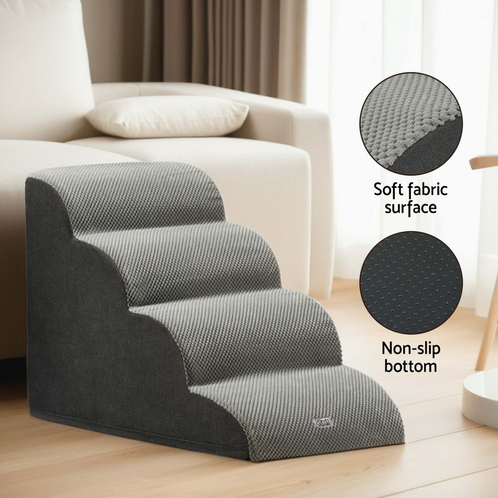 i-pet-dog-ramp-steps-foam-4-tier-pet-stairs-for-bed-sofa-car-portable-indoor at www.mallsonline.com.au
