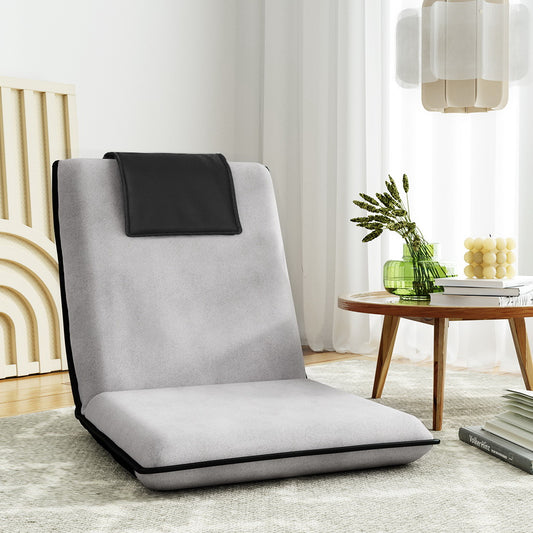 artiss floor lounge sofa bed couch recliner chair folding chair cushion grey