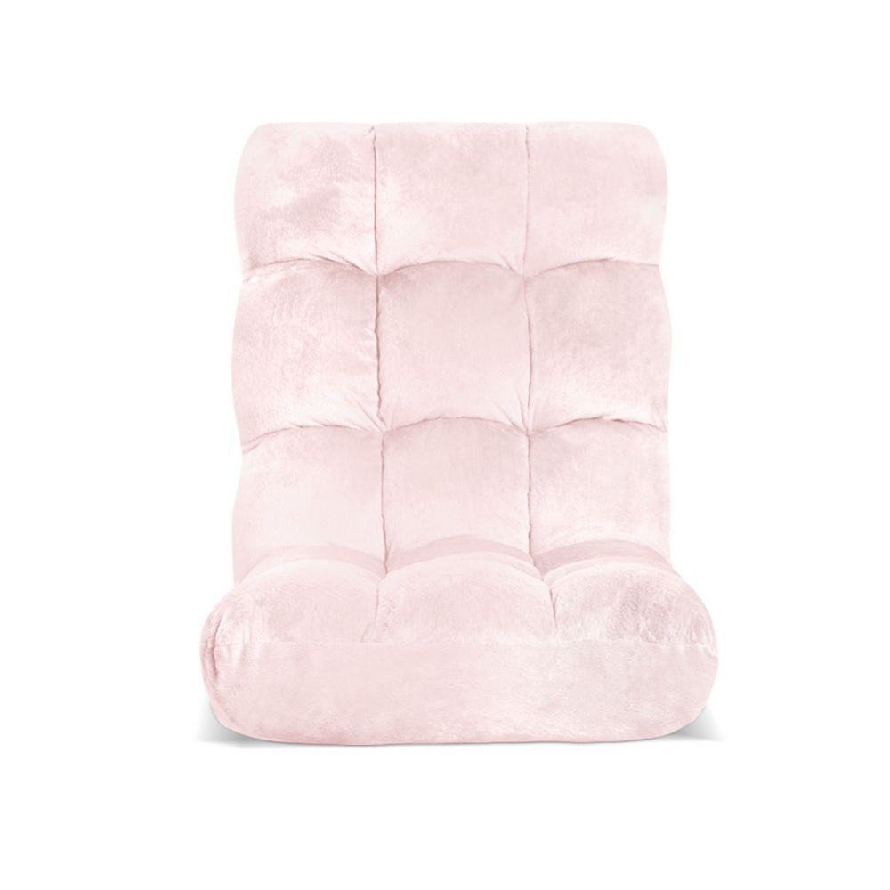 Artiss Floor Lounge Sofa Bed Flannel Fabric Pink