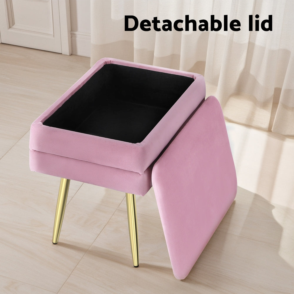 Artiss Ottoman Storage Foot Stool Vanity Velvet Pink