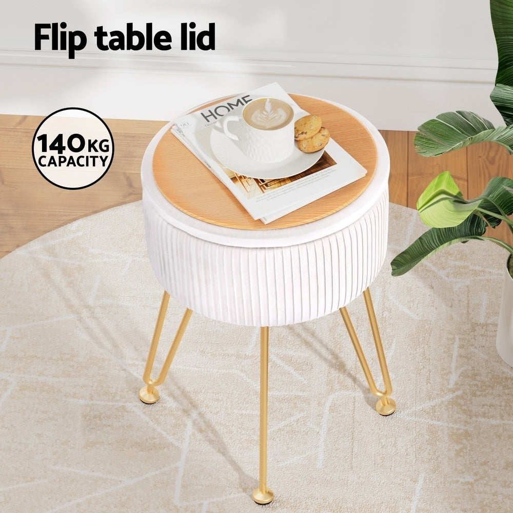 artiss-ottoman-storage-foot-stool-vanity-velvet-round-white at www.mallsonline.com.au