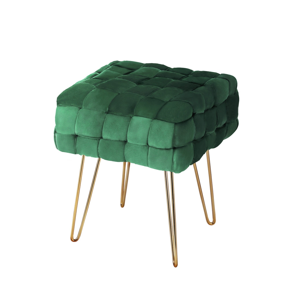 artiss-ottoman-foot-stool-vanity-woven-velvet-green at www.mallsonline.com.au