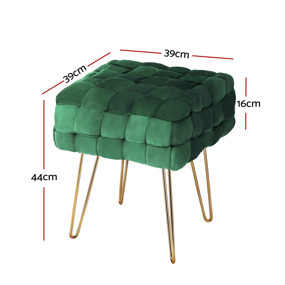 artiss-ottoman-foot-stool-vanity-woven-velvet-green at www.mallsonline.com.au