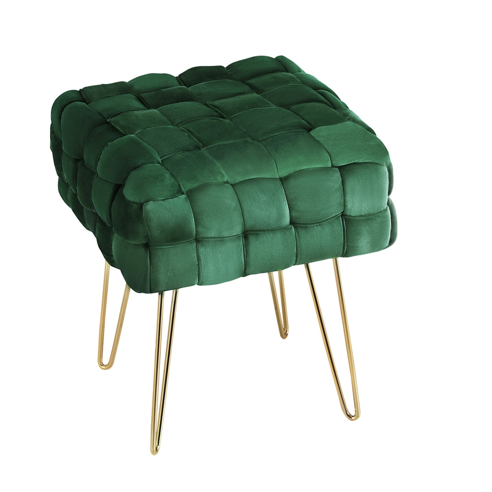 artiss-ottoman-foot-stool-vanity-woven-velvet-green at www.mallsonline.com.au