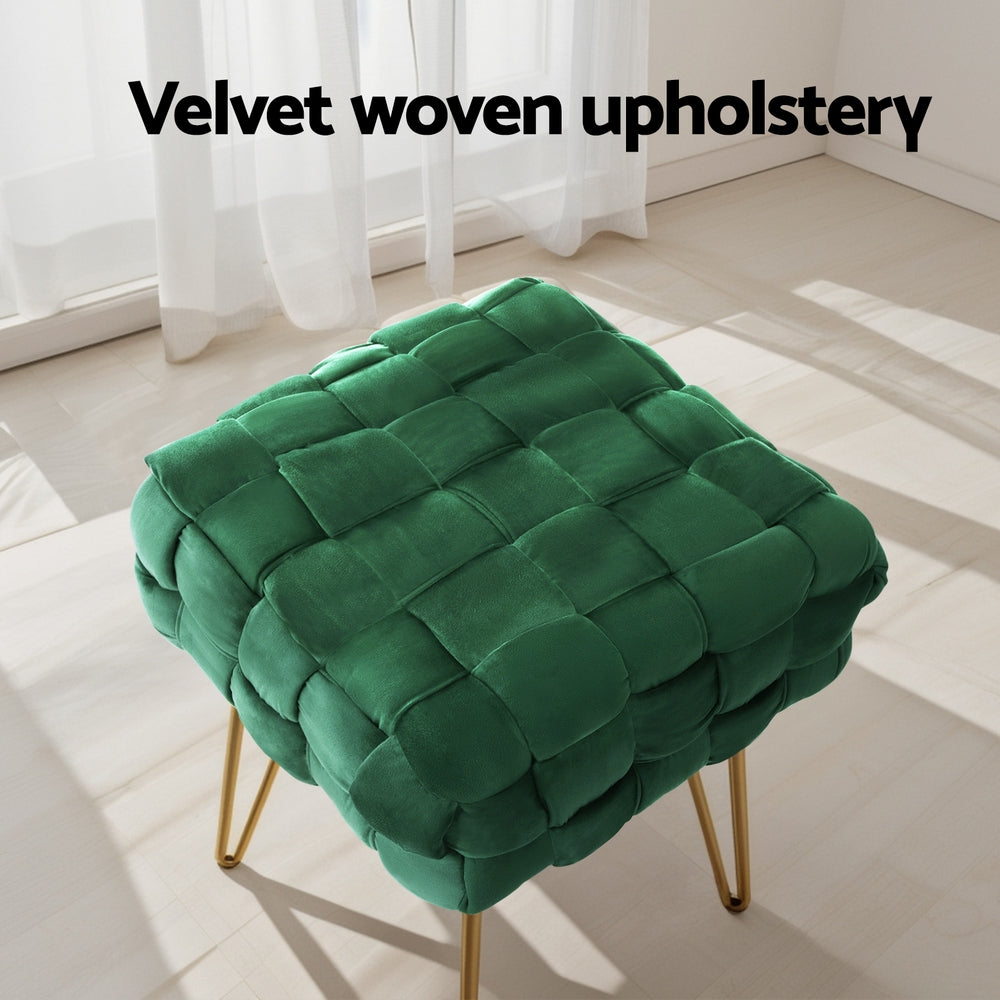 artiss-ottoman-foot-stool-vanity-woven-velvet-green at www.mallsonline.com.au