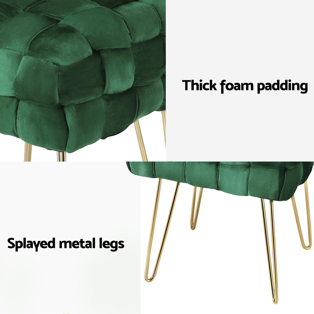 artiss-ottoman-foot-stool-vanity-woven-velvet-green at www.mallsonline.com.au