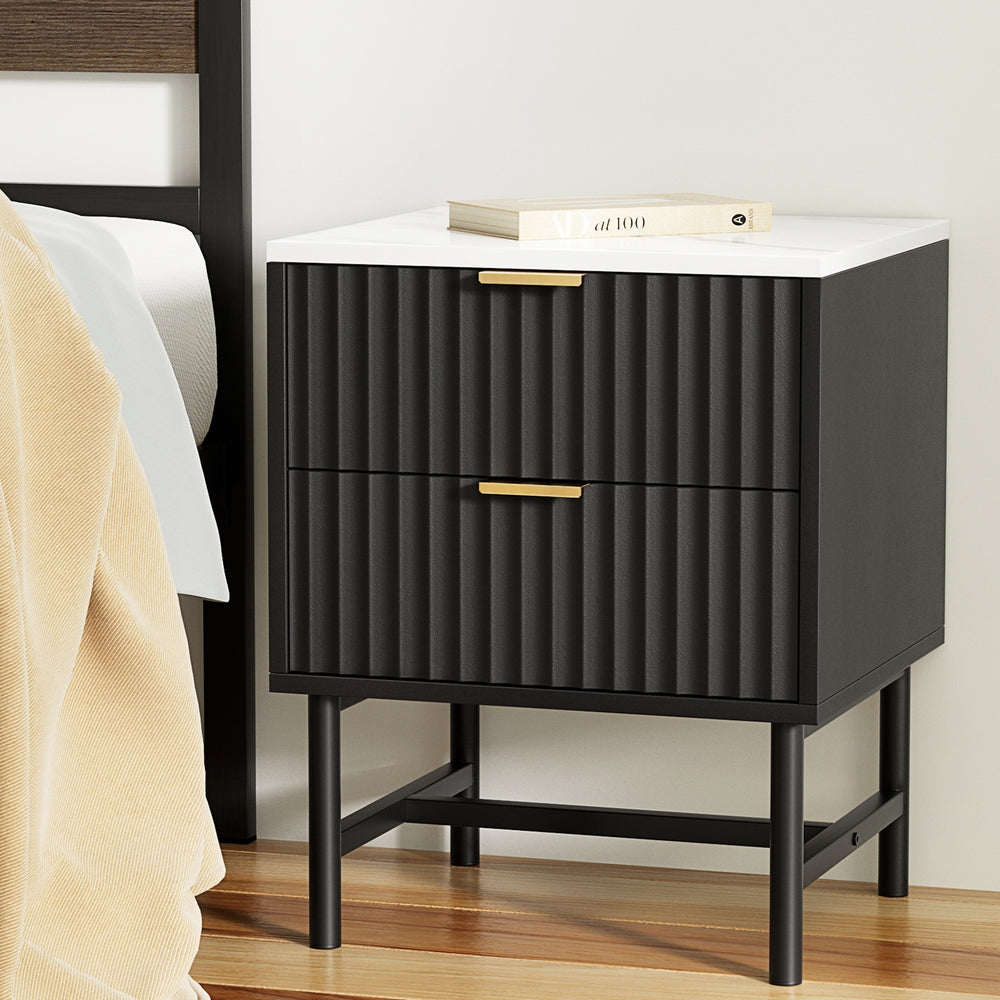 artiss-bedside-table-2-drawers-black at www.mallsonline.com.au