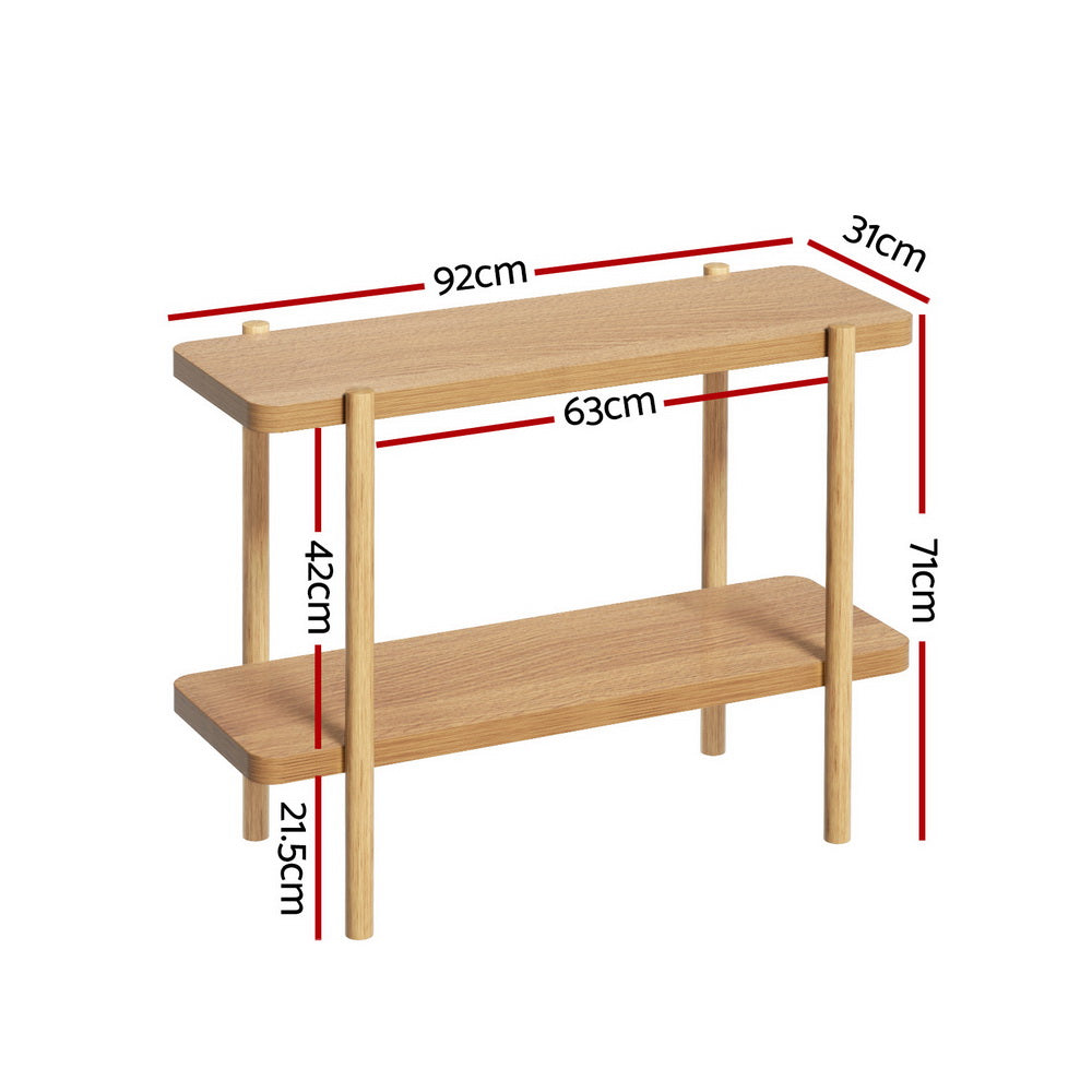 artiss-console-table-92cm-2-tier-pine-sera at www.mallsonline.com.au