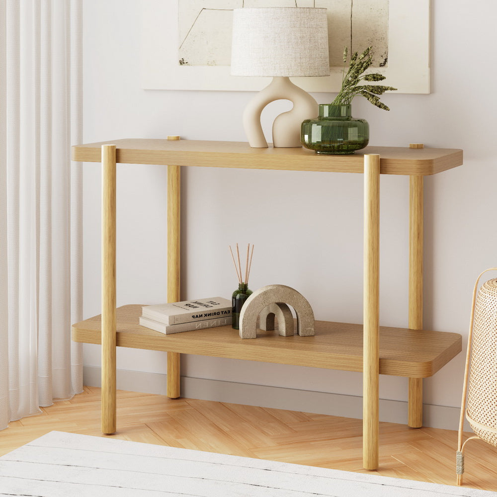 artiss-console-table-92cm-2-tier-pine-sera at www.mallsonline.com.au