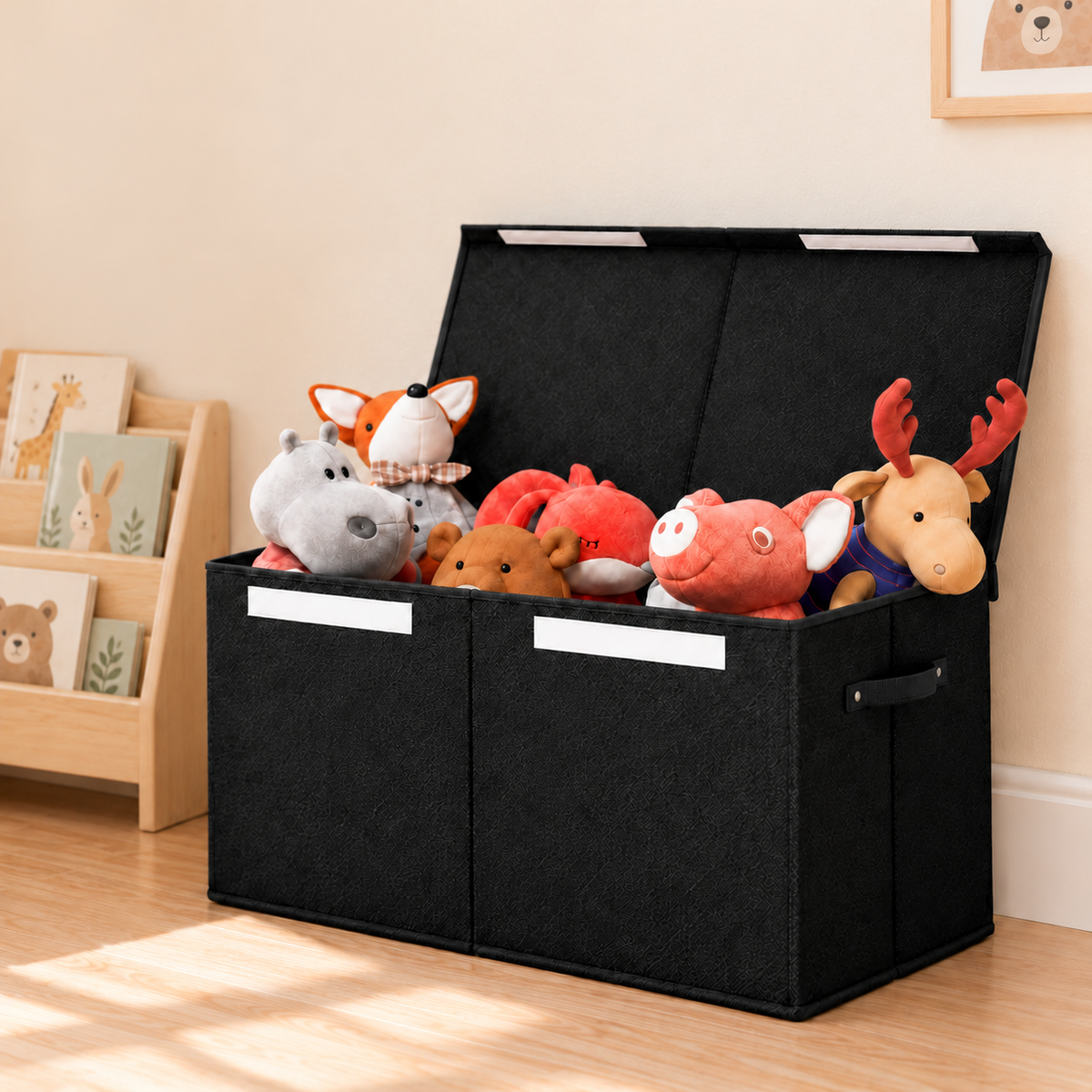 Keezi Large Toy Box Chest Storage with Flip-Top Lid Foldable Organizer Bins