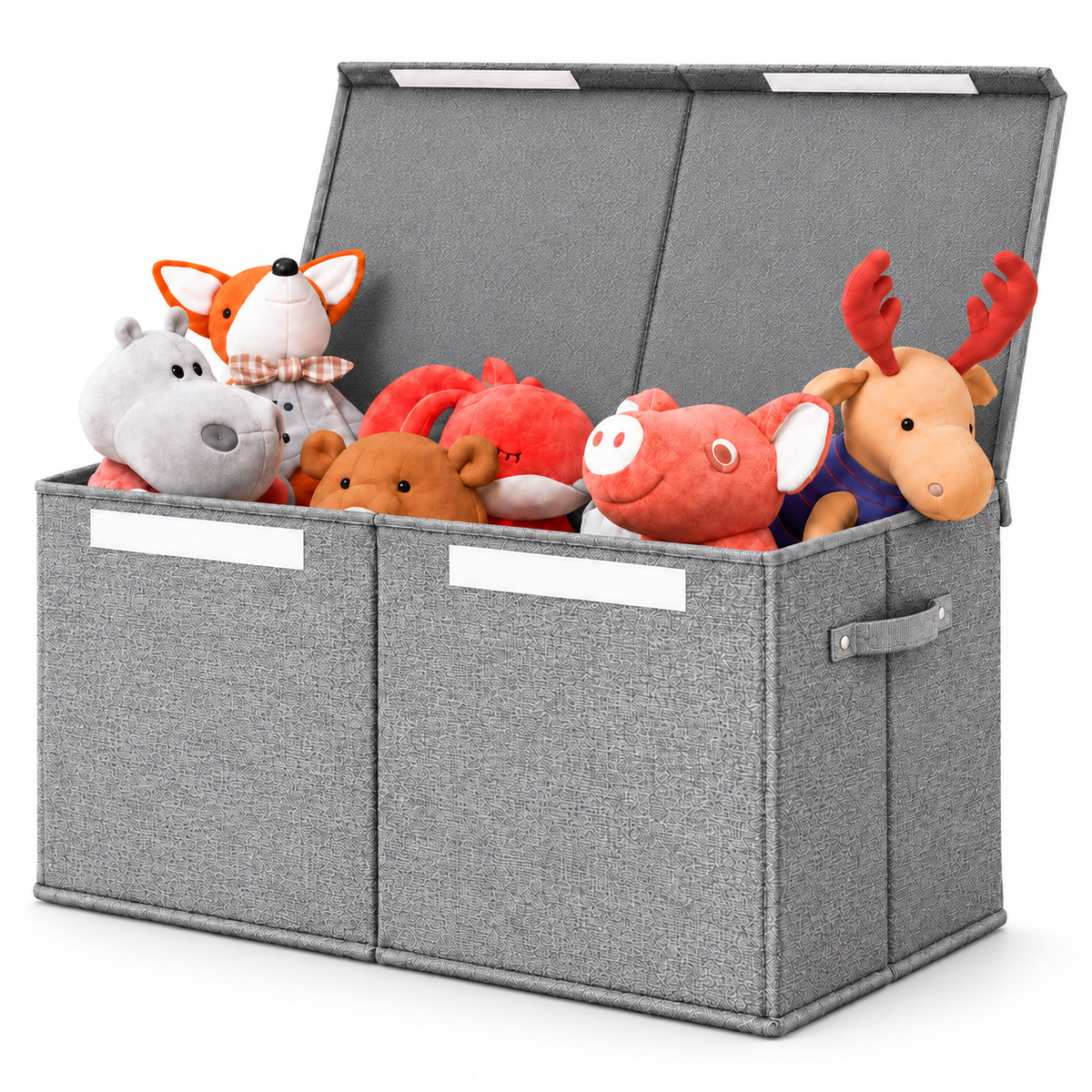 Keezi Large Toy Box Chest Storage with Flip-Top Lid Foldable Organizer Bins Grey