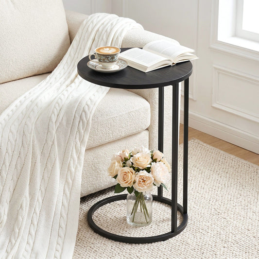 Artiss Coffee Table Side Table Round Black Martha