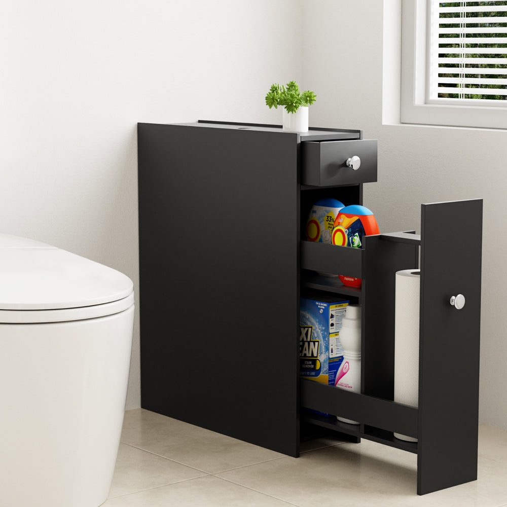 artiss-bathroom-storage-cabinet-toilet-slim-tissue-box-caddy-holder-side-wooden-black at www.mallsonline.com.au