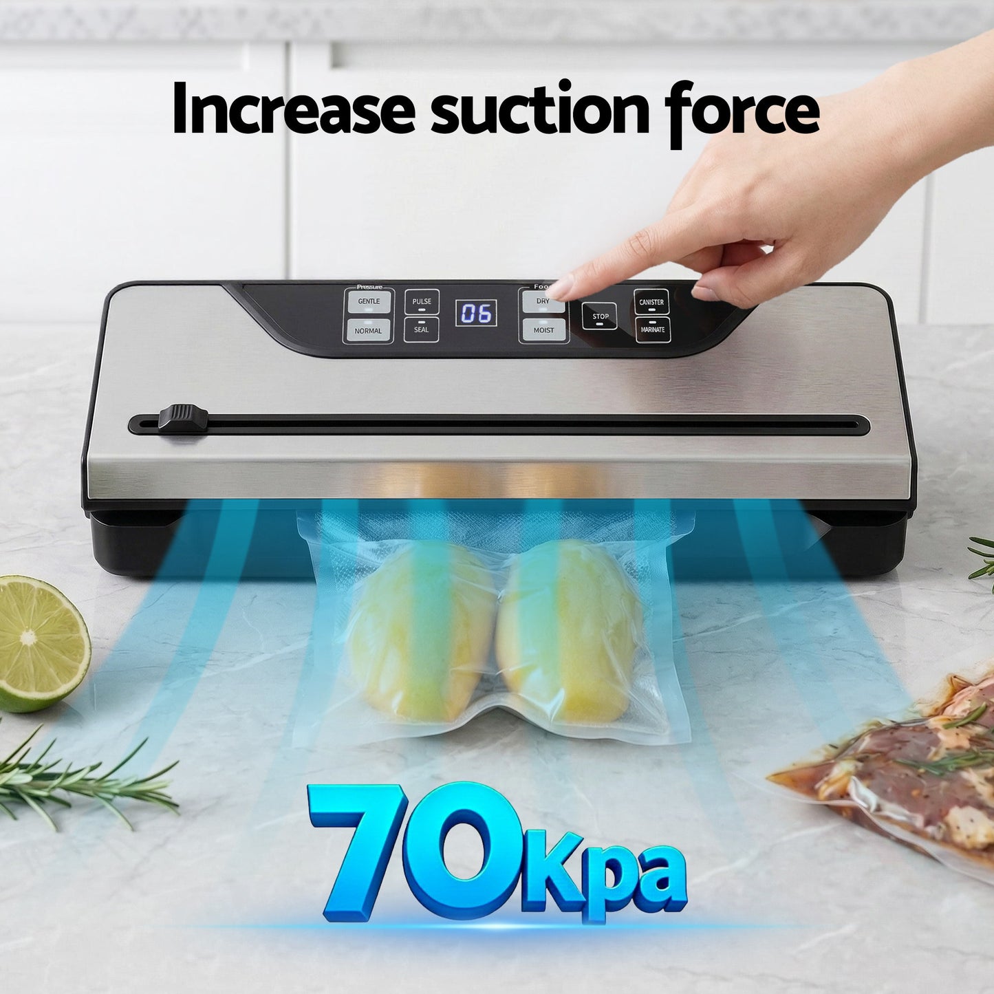 Devanti Food Vacuum Sealer Machine Auto Seal Slide Cutter 9 Modes Marinate Black