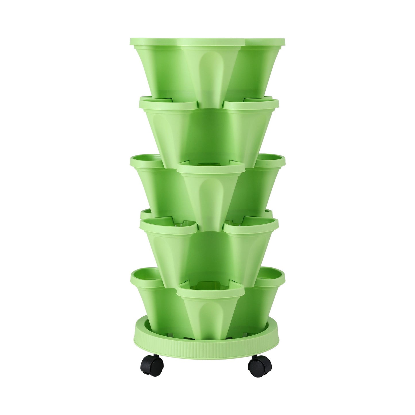 Green Fingers Garden Bed 5 Tier Vertical Garden Grey Strawberry Stackable Planters Herbs Light Green