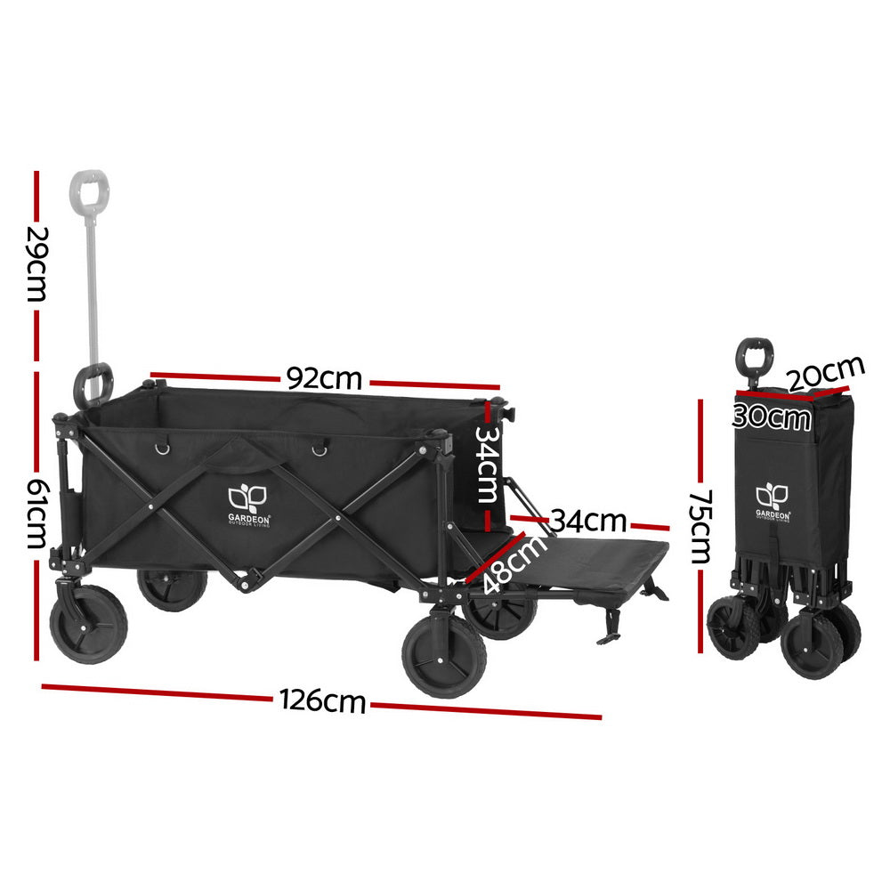 Gardeon Garden Cart with Opening Rear Black