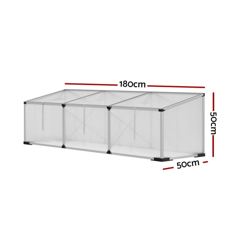 Green Fingers Greenhouse 180x50x50CM Cold Frame Plant Grow Aluminium Polycarbonate Green House