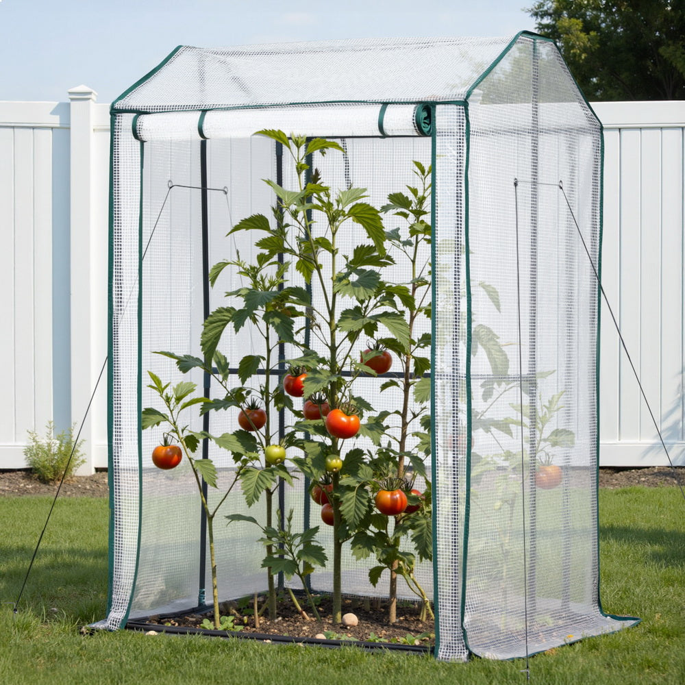 green-fingers-mini-greenhouse-pe-cover-green-house-roll-up-zippered-door-1-0x0-8x1-5m at www.mallsonline.com.au