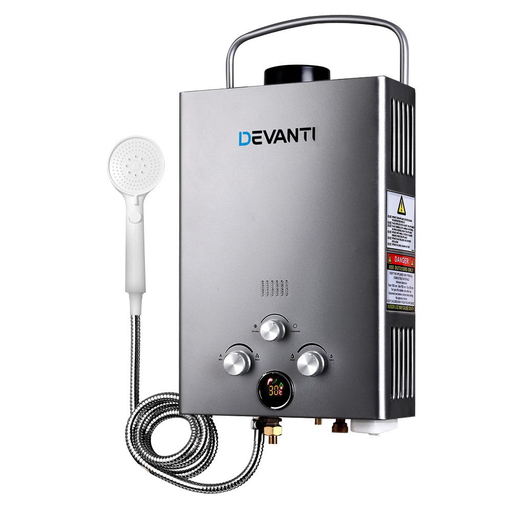 devanti-portable-gas-water-heater-8l-min-with-pump-lpg-system-grey