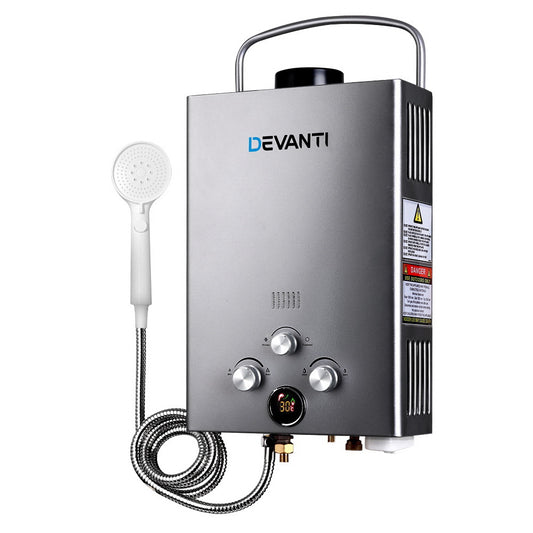 devanti-portable-gas-water-heater-8l-min-with-pump-lpg-system-grey