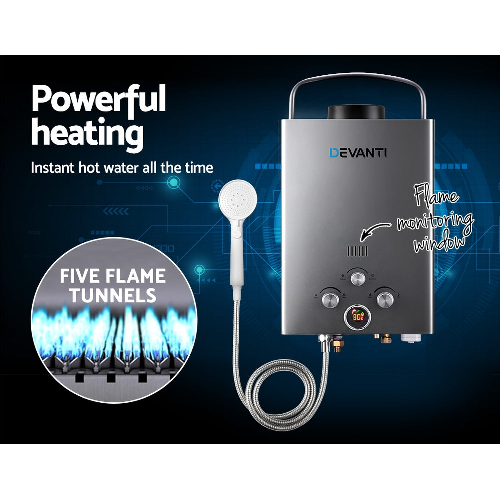 devanti-portable-gas-water-heater-8l-min-with-pump-lpg-system-grey