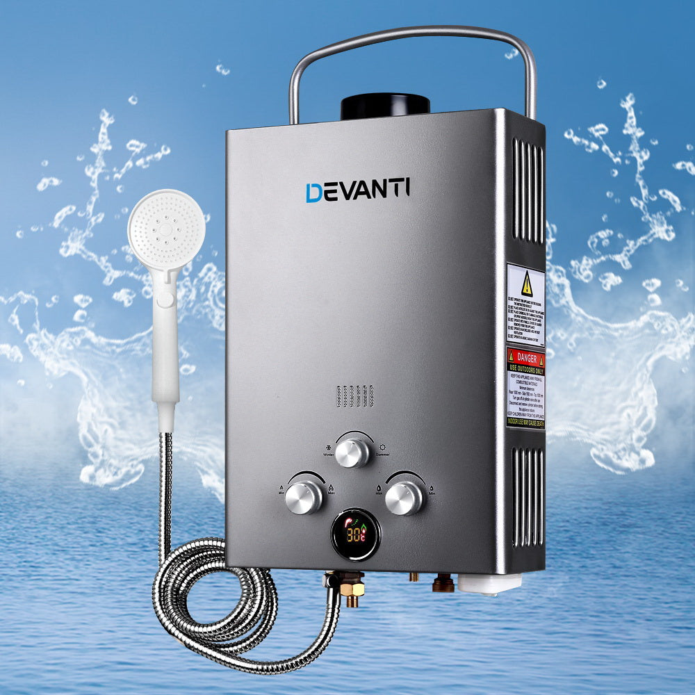 devanti-portable-gas-water-heater-8l-min-with-pump-lpg-system-grey