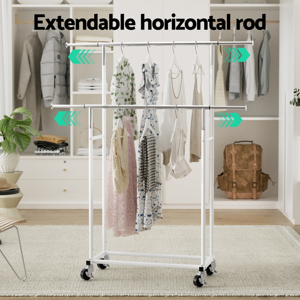 artiss-clothes-rack-double-rod-airer-rail-coat-stand-adjustable-hanger
