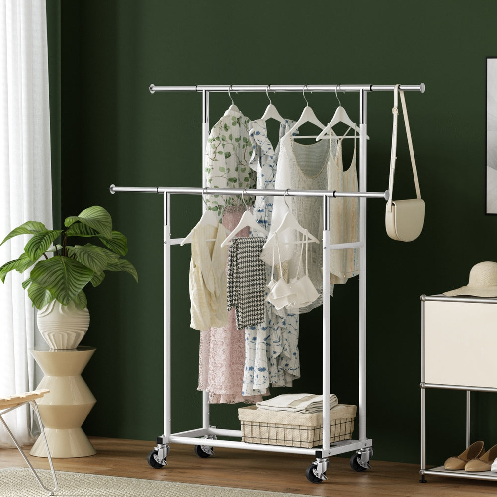 artiss-clothes-rack-double-rod-airer-rail-coat-stand-adjustable-hanger