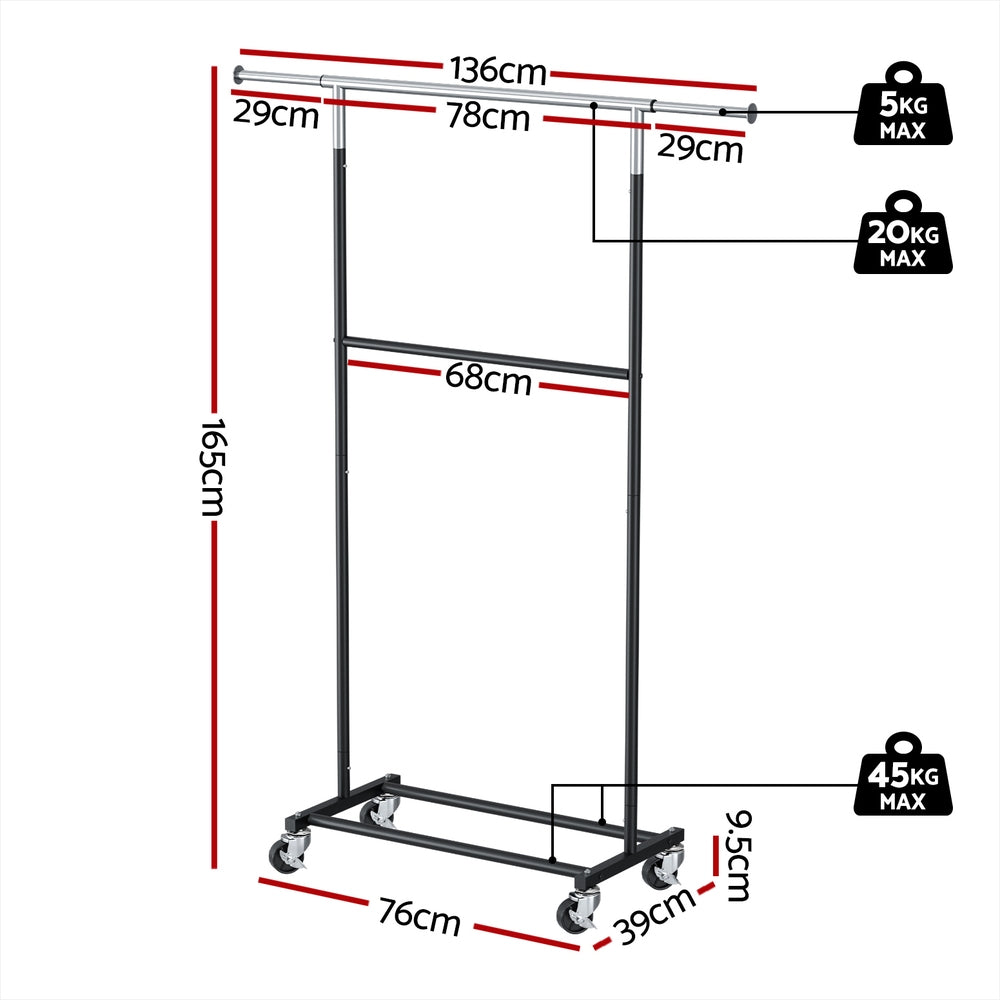 artiss-clothes-rack-double-rod-airer-rail-coat-stand-adjustable-hanger-1