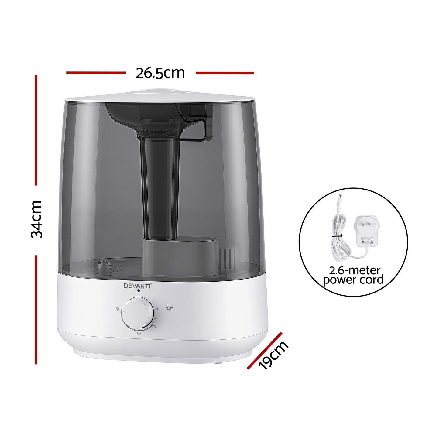 Devanti Ultrasonic Humidifier Aroma Diffuser Top Fill Quiet Bedroom 6L
