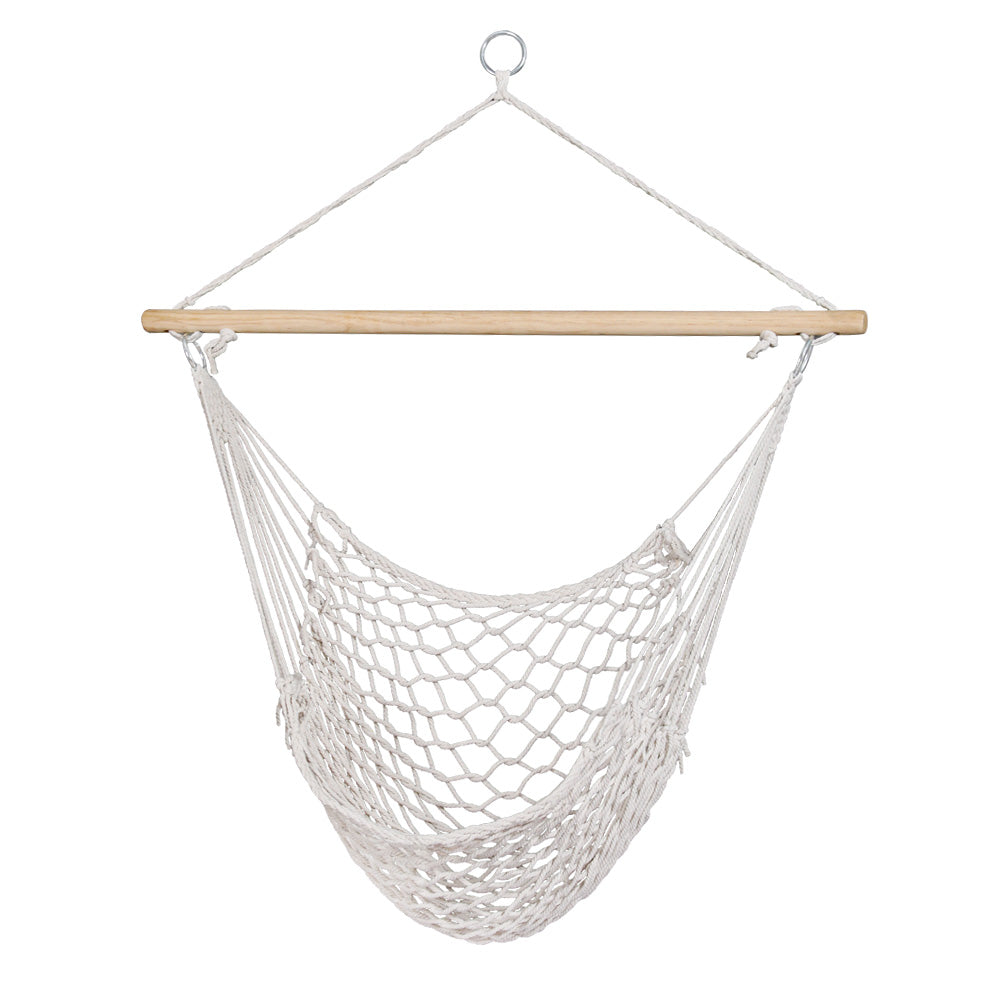 gardeon-hammock-chair-outdoor-hanging-chair-camping-mesh-indoor-hammocks-cream at www.mallsonline.com.au